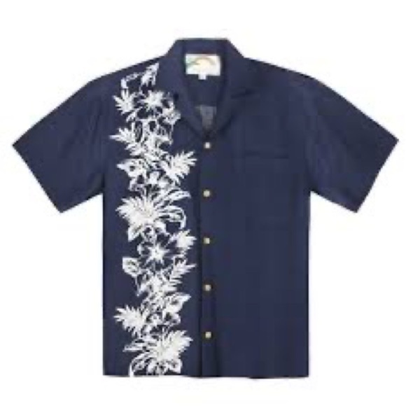 Paradise found Hawaiian Shirt Hibisus Panel - Navy - Picture 1 of 4